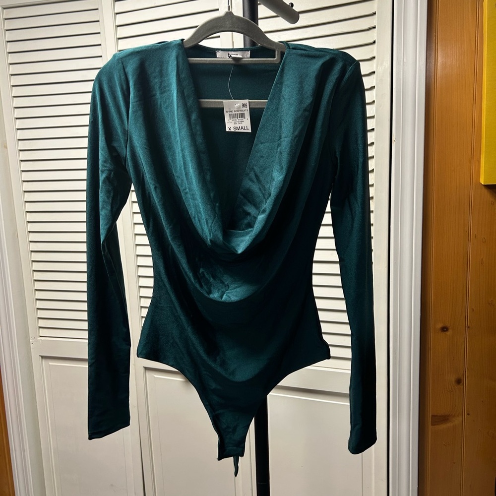 Bar III dark green Long Sleeve Bodysuit